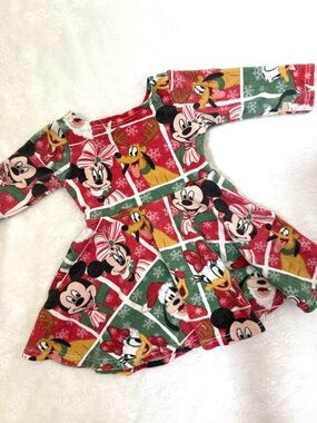 Disney Holiday Mickey & Friends handmade Dress - 0-3m